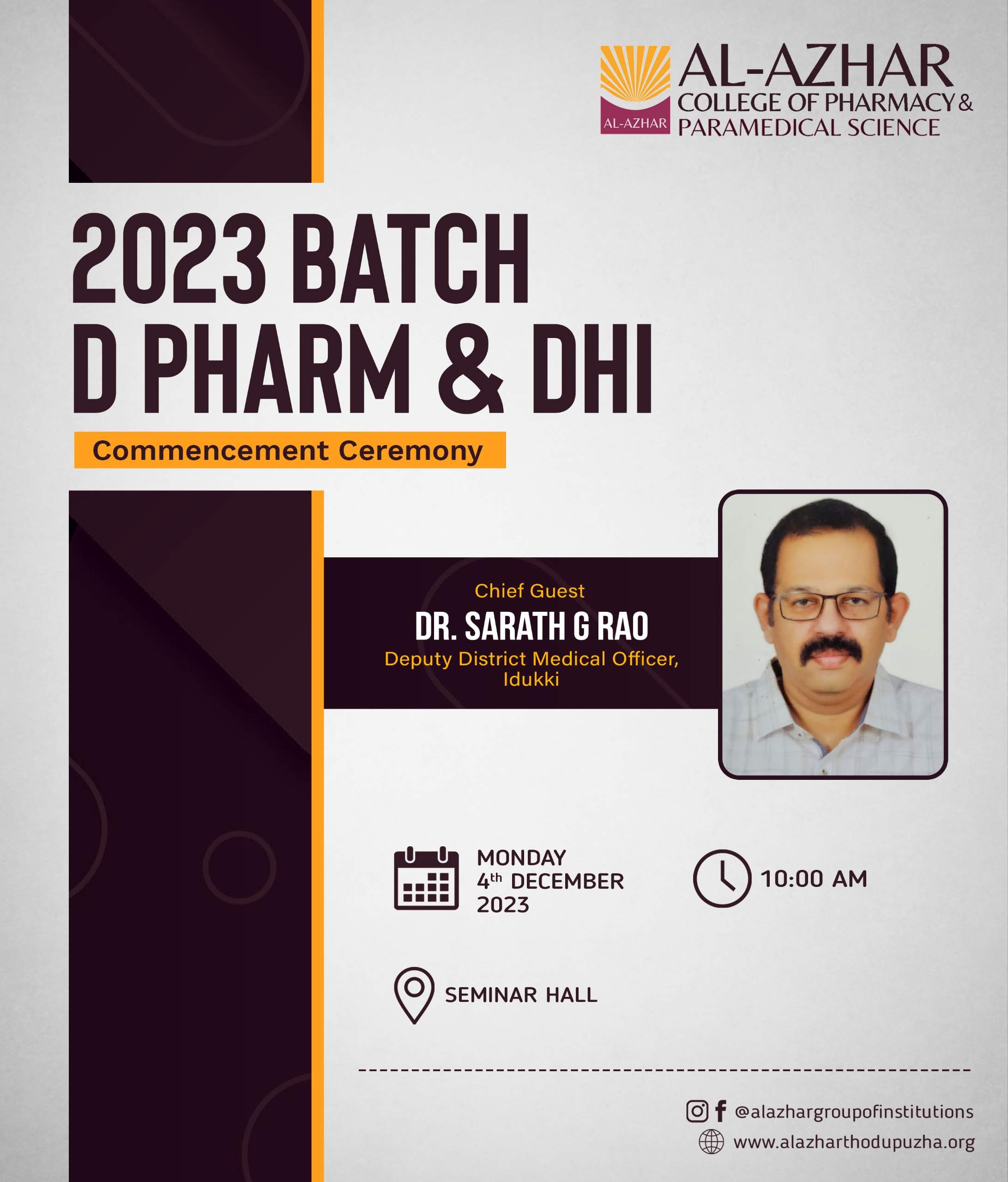 COMMENCEMENT CEREMONY 2023 BATCH D PHARM | Al-Azhar College of Pharmacy